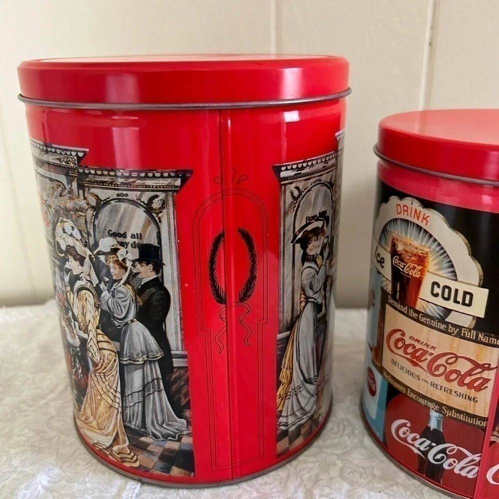 Vintage Coca-Cola Coke Set of 2 Tins 1993 & 1995 Collectible